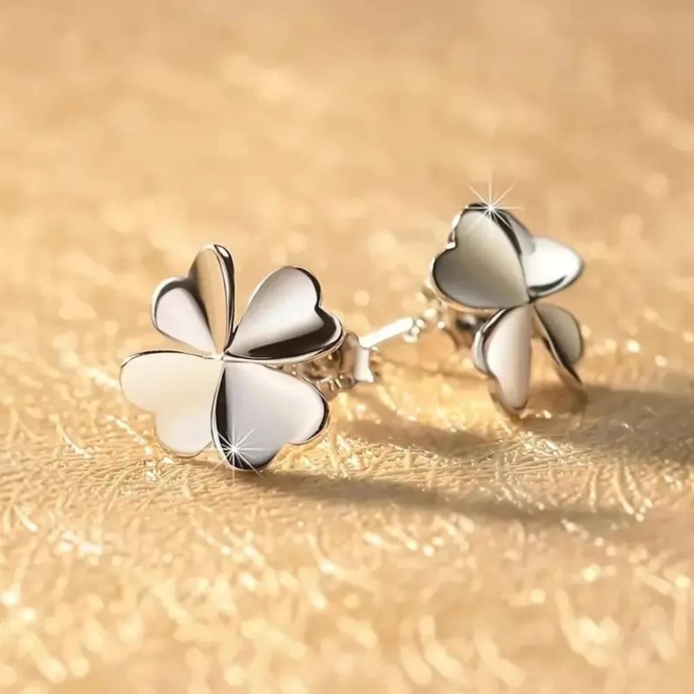 Four Leaf Clover Silver Earrings